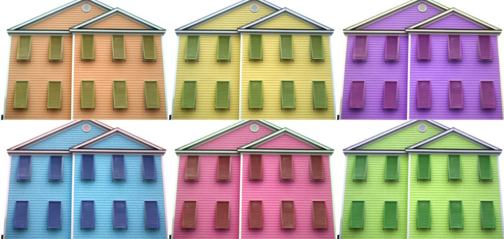 Beach house in different colors