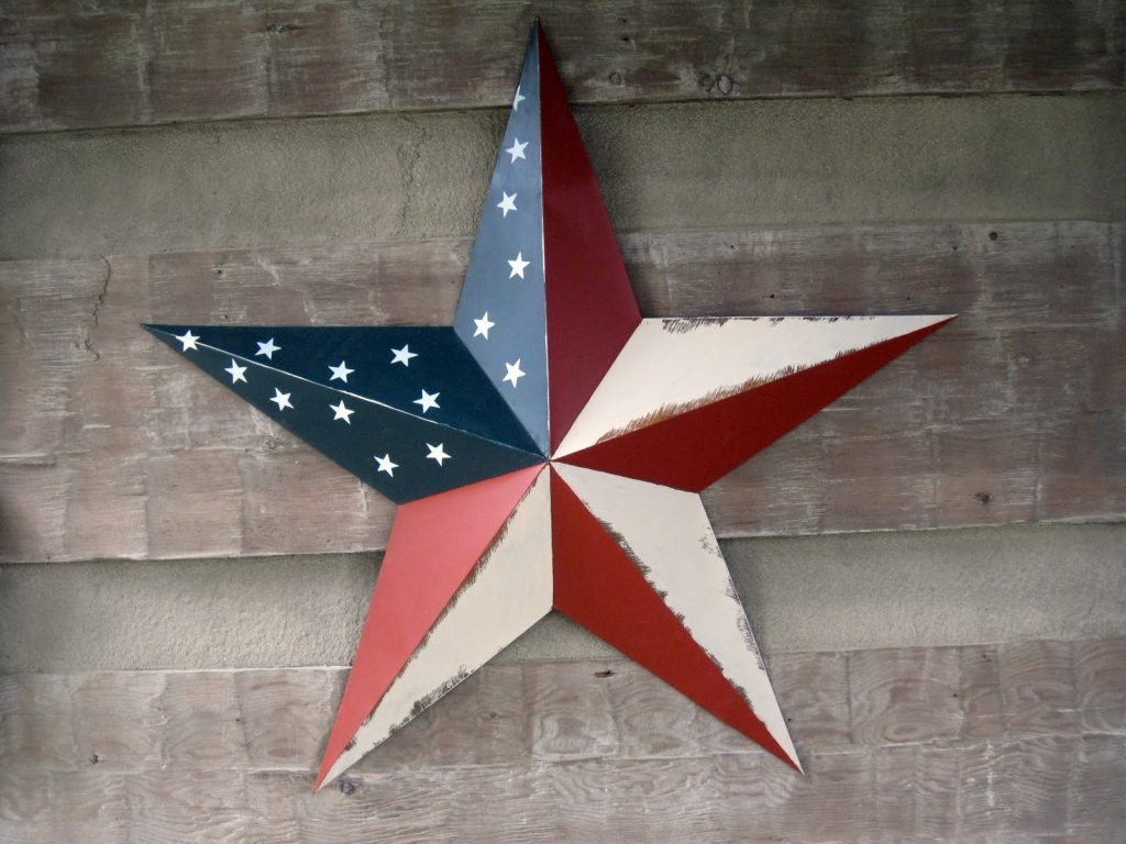 American flag painted metal star