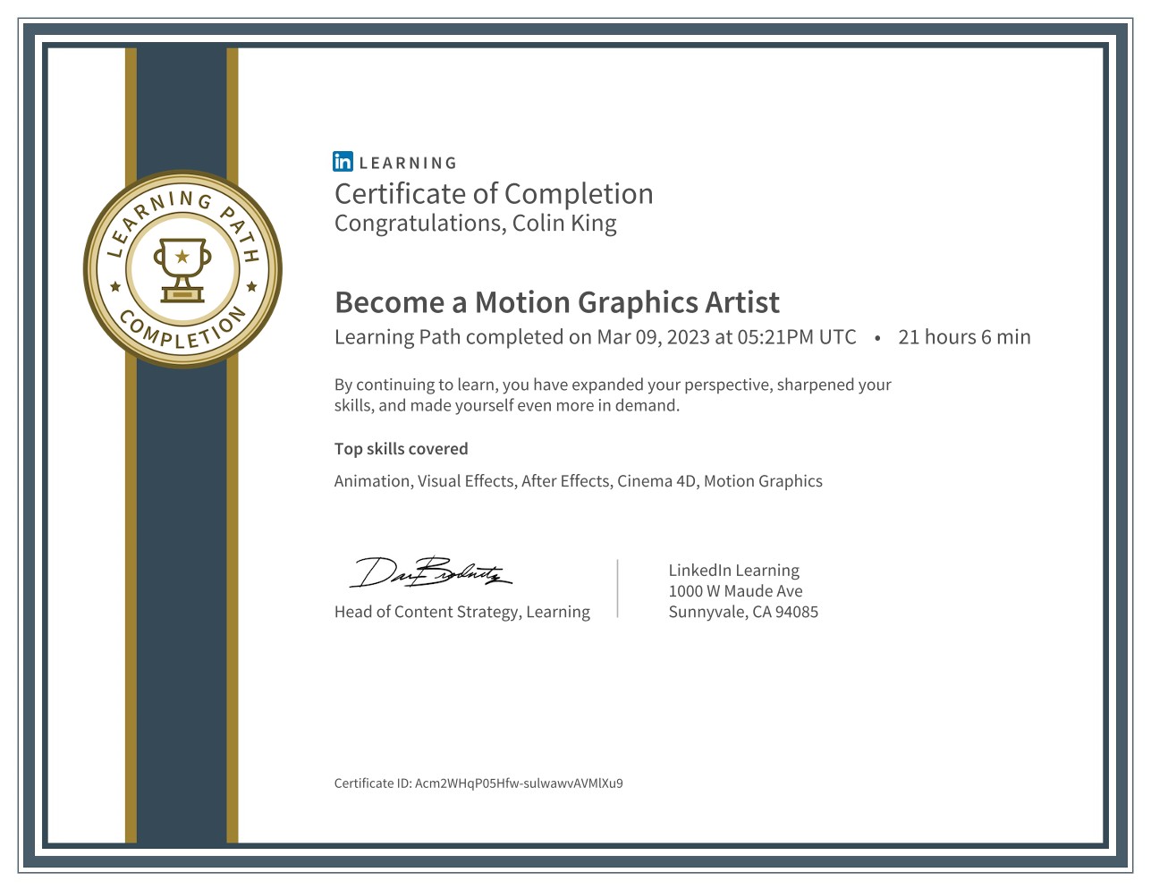 Explore Motion Graphics and Visual Effects certificate
