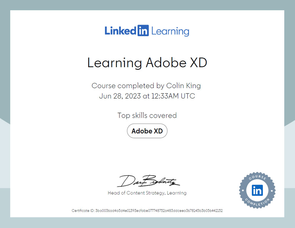 learning adobe xd certificate