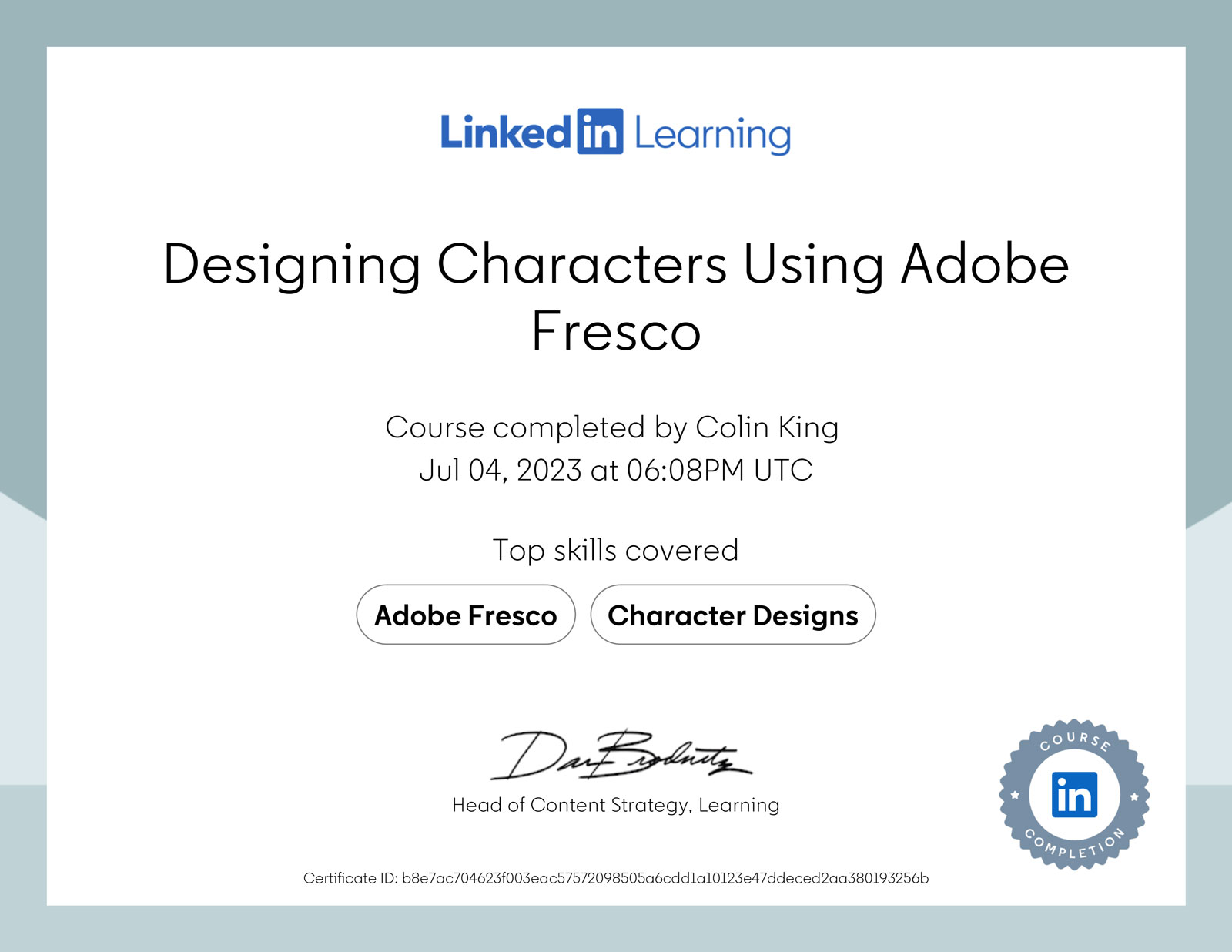 designing characters using adobe fresco certificate