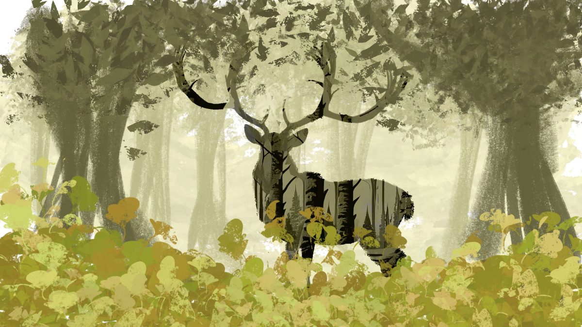 Forest Deer painting