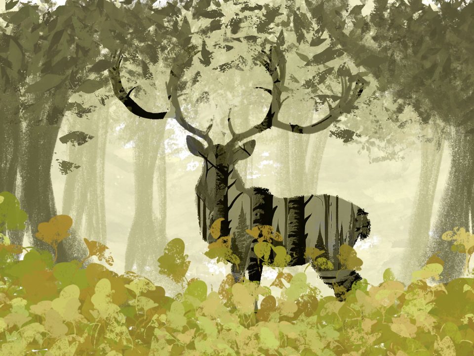 Forest Deer painting